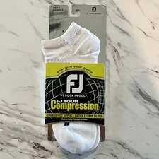 FootJoy FJ Tour Compression Sport Socks Men's 9-12 Low Cut No Show White Golf
