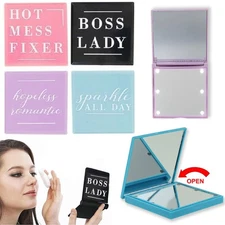 1 Compact Mirror Light Magnification Travel Makeup 2 Sided Handheld Purse Pocket