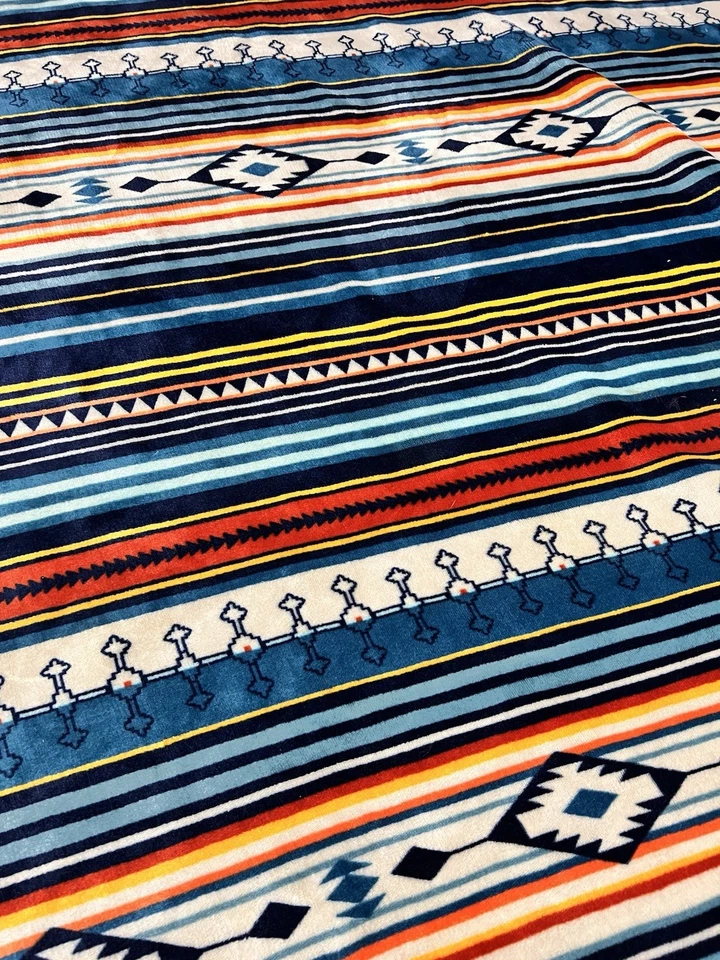 Soft Retro Blanket Fleece /Sherpa Southwest Geometric Colorful Couch Throw EUC - Image 2 of 4