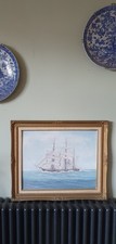 Vintage Oil Painting Signed By Artist Clipper Ship