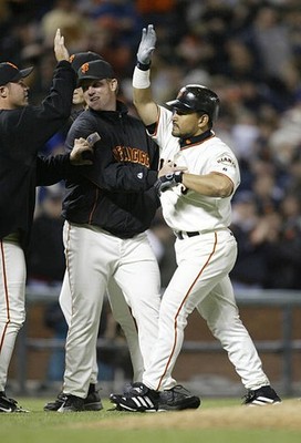Marvin Bernard San Francisco Giants celebrates hitting the game wi- Old Photo