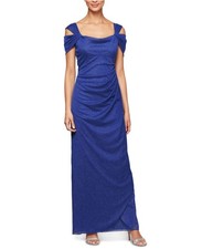 Alex Evenings Womens Glitter Gown Dress, blue, 8