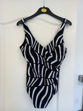 Ladies Black White 1 Piece Swimming Costume Size 34C By Promise
