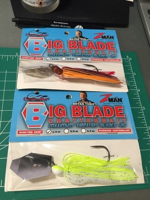 TWO ZMAN 1/2 OZ. BIG BLADE CHATTERBAIT MAXIMUM VIBRATION BLADED JIGS NIPS