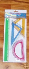 GEOMETRY SET PROTRACTOR TRIANGLES RULER 4 PIECES