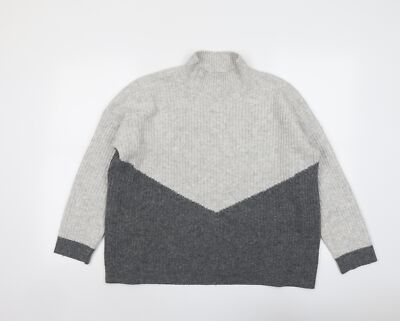 Marks and Spencer Damen Pullover Grau Hochgeschlossen Acrylmischung Größe M