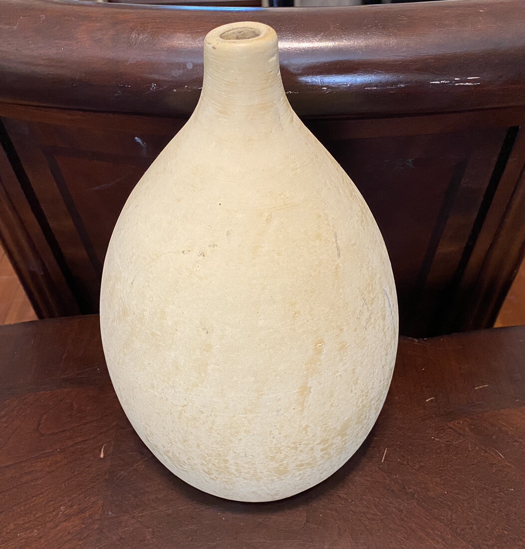 Retired IKEA Salong Modern Pottery Vase Decor 10” Off White Beige Cream
