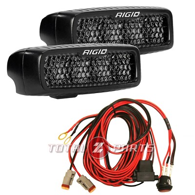Rigid Industries  SR-Q Pro Midnight LED Spot Diffused Lights Pair & Wire Harness