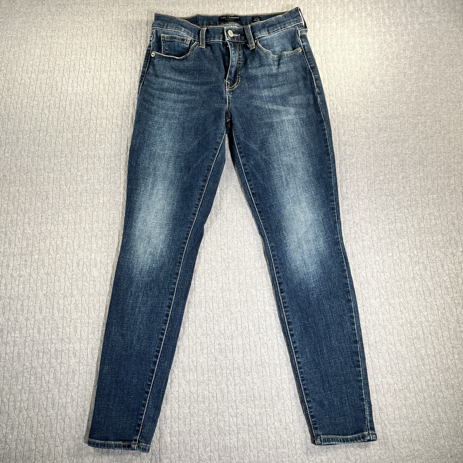 Lucky brand Mid Rise Skinny (8/29reg) Women Whiskered Distressed Blue jeans