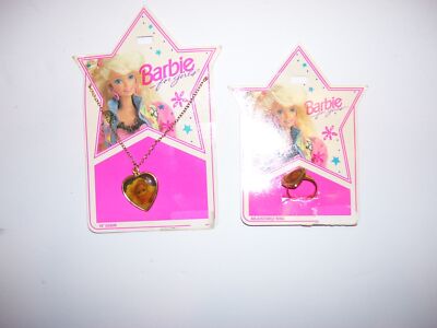 1991 Mattel Barbie Doll Necklace Ring Set For Girls