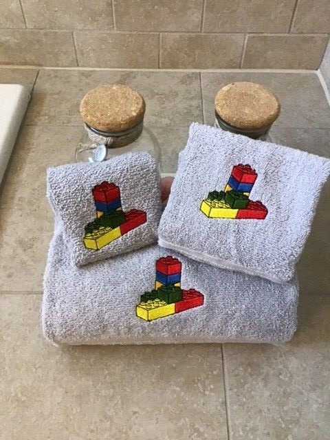 Lego blocks Personalized, 3-piece Bath towel, hand towel