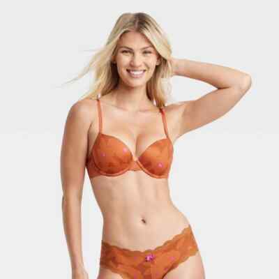 Women's Daydream Light Lift Demi T-Shirt Bra - Auden Orange Size 34A