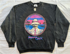NWT Vintage 1980's Panama Jack Sunscreen Surf Beach Black Sweatshirt Lg