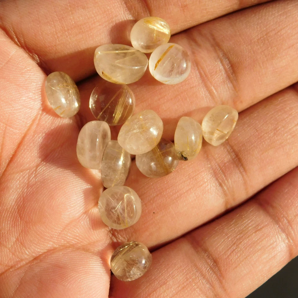 Natural Golden Rutile Round 4x4 mm to 20x20 mm Cabochon Loose Gemstone Lot - Image 3 of 4