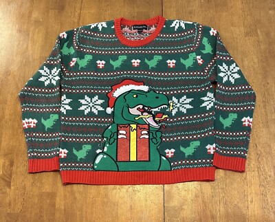 Blizzard Bay Ugly Christmas Sweater T Rex Large