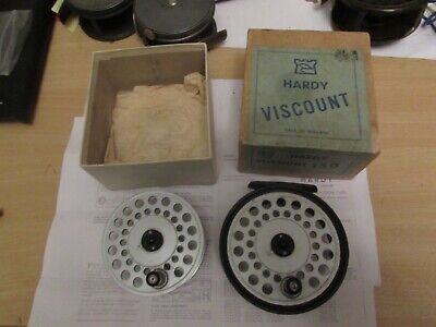 V good vintage hardy viscount 150 trout salmon fly fishing reel + spool 4  boxed 