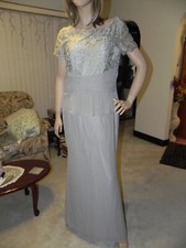 New Mother of Bride/Groom Dress... Gray/Silver Trumpet/Mermaid Chiffon size 16