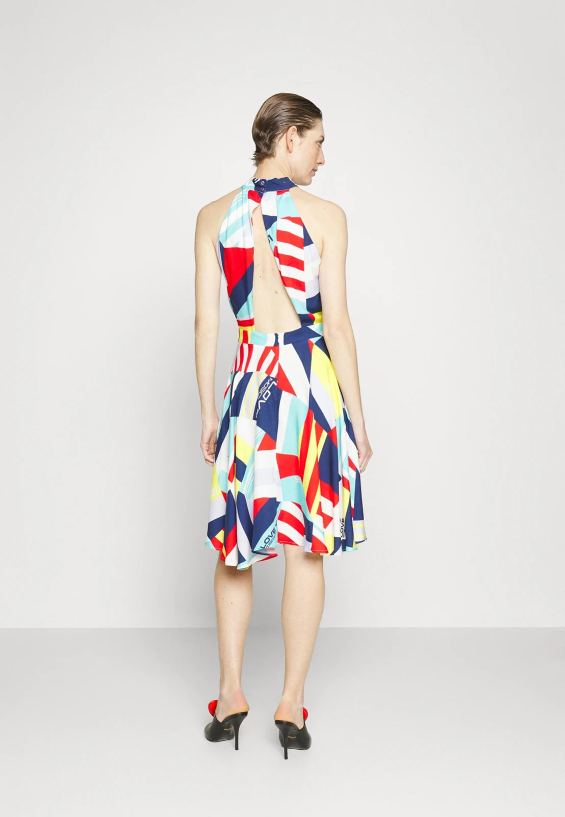 Moschino Abito Multicolore Stampa Astratta Cotone Lunghezza Ginocchio XS UK6 IT38