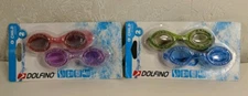 2 Dolfino Child Swim Goggles 2 packs Impact Resistant 1 Pink/ Purple 1 Green/Blu