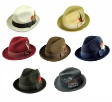 Men 's 100 Wool Fedora Trilby Hat Black Khaki Brown Gray Navy S M L XL LH1