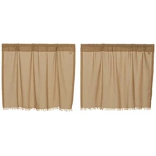 New Primitive Country Farmhouse TAN TOBACCO CAFE TIERS Curtains 24"