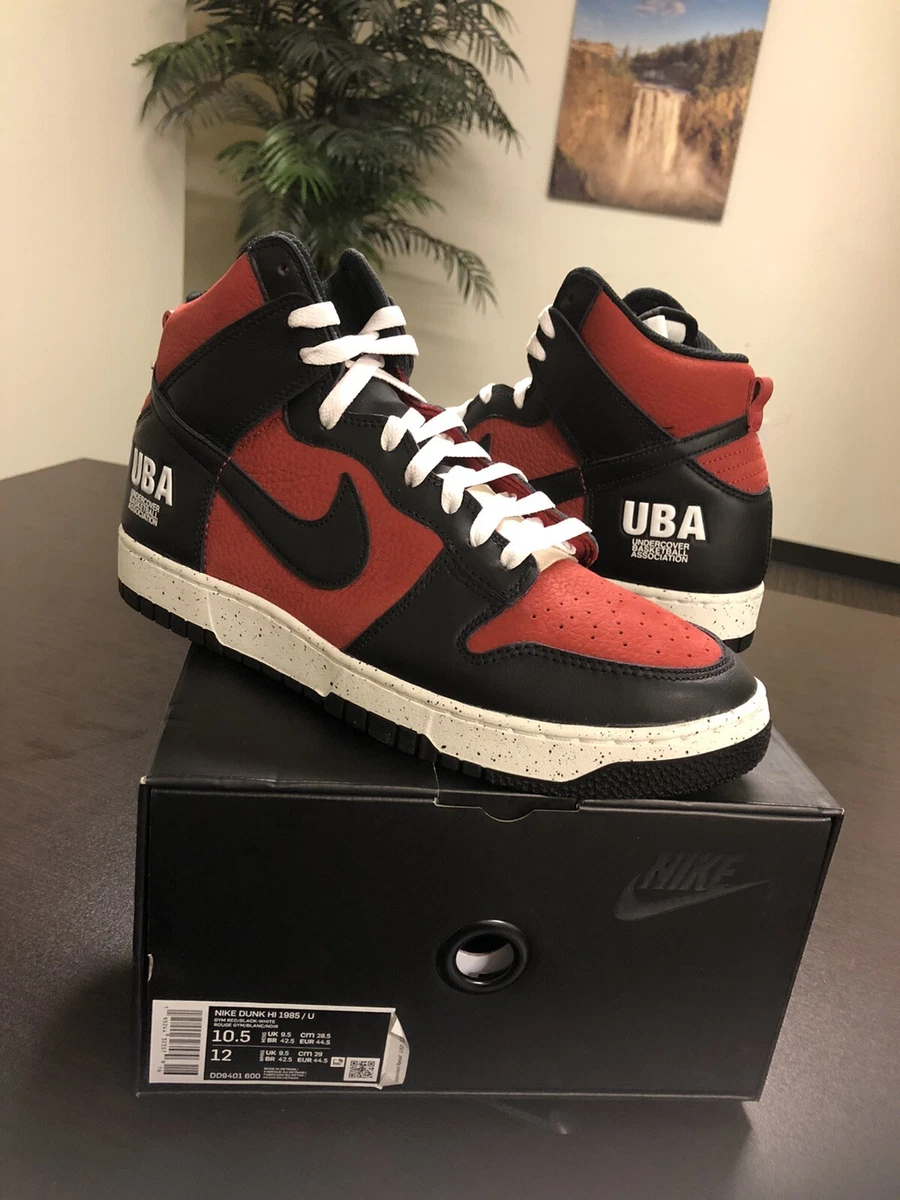 Nike x Undercover Dunk High 1985 'UBA' Gym Red Black White DD9401-600 Men's  10.5