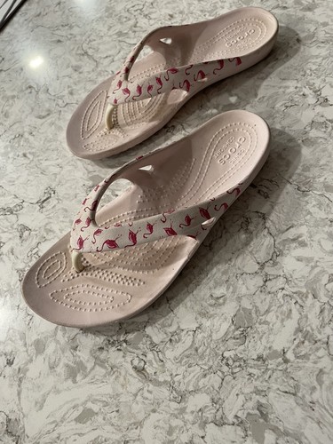 Crocs Iconic Comfort Pink Flamingo Flip Flop Sandals Womens SIZE 5 US | eBay