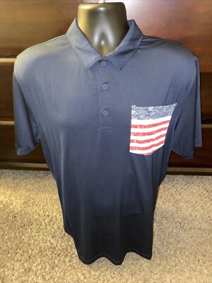 Volition America Polo Shirt Mens Size Large Paisley Pocket Navy Blue