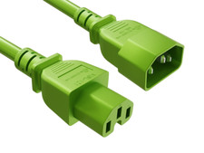 PDU Server Power Cord IEC320 C14 to IEC320 C15 , Green - 2 / 3 / 6 / 8 / 10 ft
