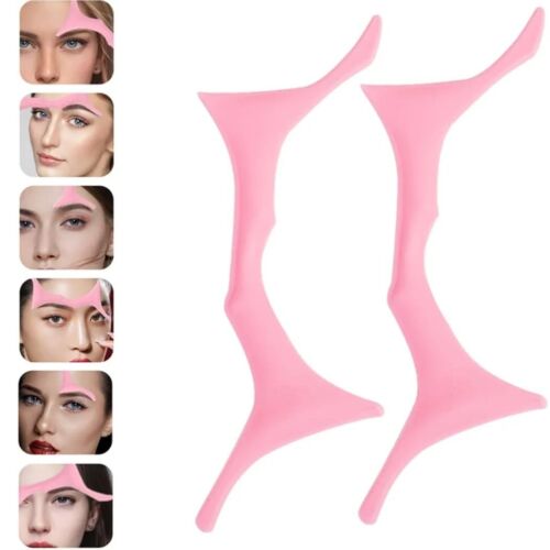 Eyebrow Stencils，6-in-1 Eye Brow Design Aids, Silicone Perfect Eyebrow Pink,2pcs - Picture 1 of 7