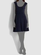 $125 Ralph Lauren Womens Blue Scoop-Neck Wrap Twist Fit & Flare Dress Size 10