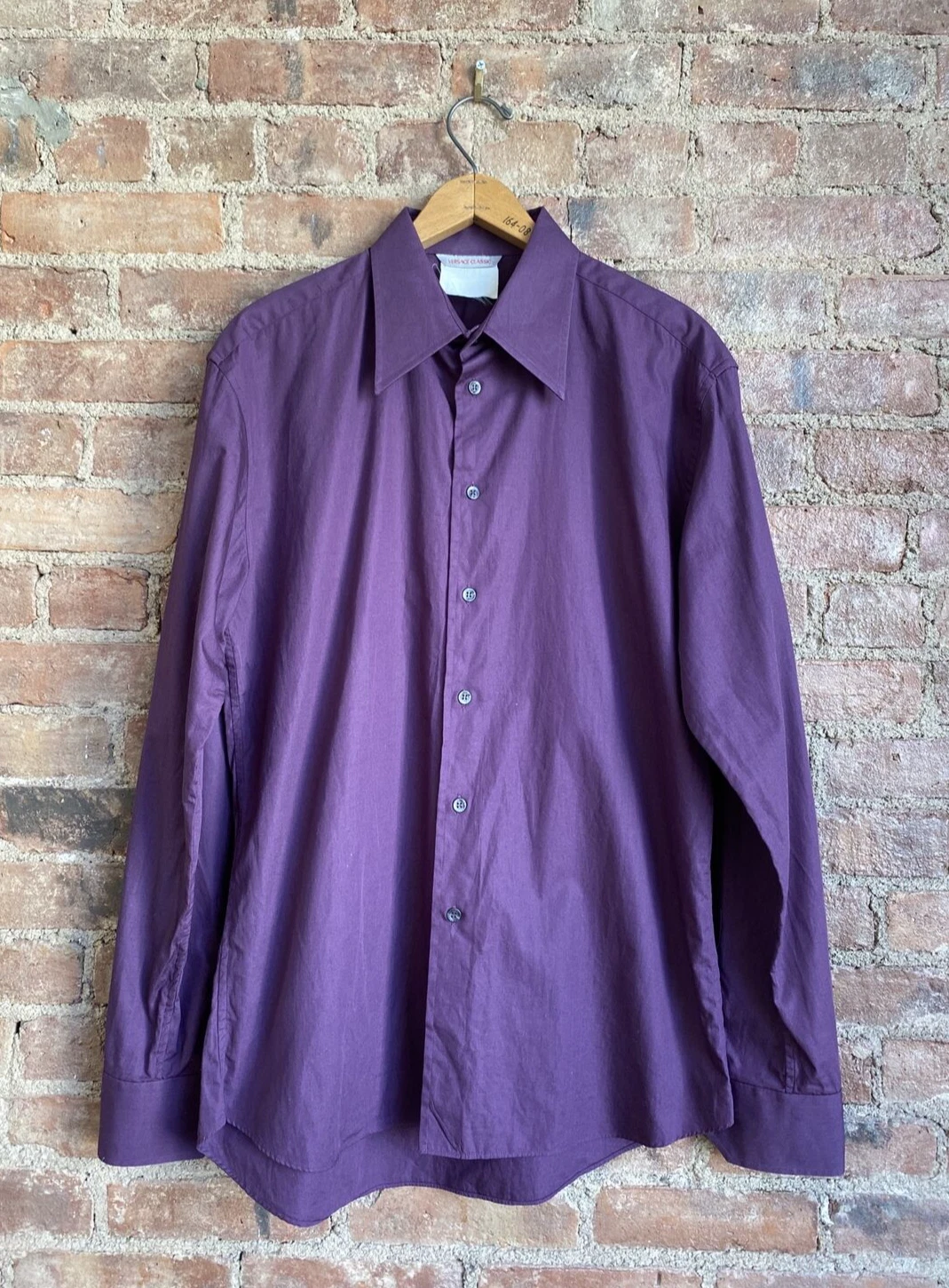 Camicia uomo vintage Versace Classic V2 taglia 16 5 42 slim viola 100% cotone Italia