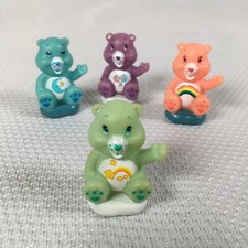 Lot 4 Vtg Care Bears Plastic Mini Figurines 1.75" Cheer Wish Bedtime Share Bears
