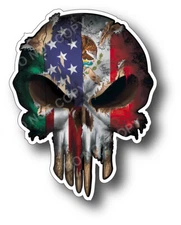 4x USA American Mexican Flag Skull decal Window sticker car truck window Mexico 