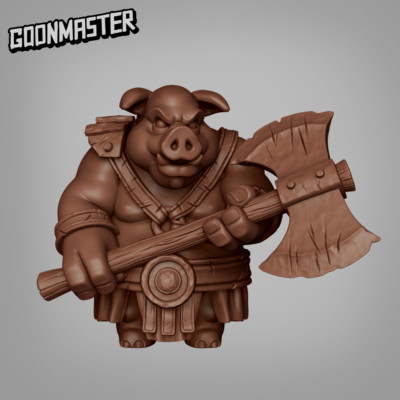 Miniature Goon Master '' Axe Orc '' 3D Printed Games D&D 28MM Pig 