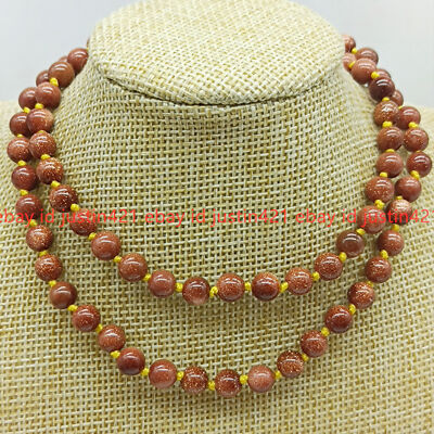 6mm Natural Goldstone Sandstone Round Beads Gemstone Necklace 36 inches