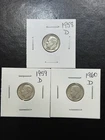 (3 Coins) 1958 1959 1960 D Mints Silver Roosevelt Dimes