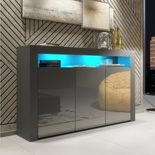 Sideboard  Media Cabinet 155cm  Dark Grey Matt Body Gloss Doors LED LUNARO