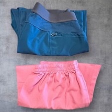 Lot of 2 Women's Scrub Pants Pink  Dark Teal Y2K Medical Workwear