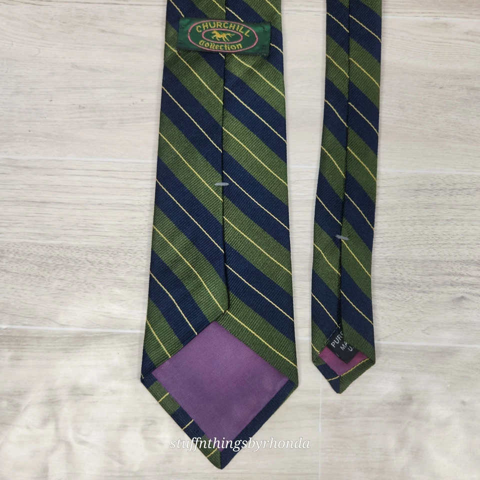Churchill Collection 经典 REPP 领带团蓝色和绿色 58 x 31⁄4 — 第 4/4 张图片