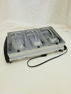 Waring Pro ~ Buffet Server Warming Tray ~ Three Pans with Lids ~ Model WBS100