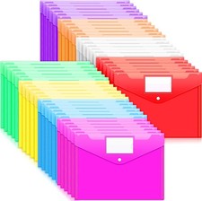 48 Pack Folders Plastic Envelopes, Clear Plastic File Folder for Document,