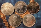 Canadian Silver Dollars Lot Of (5) 1964 Commemorative Proof Like (3) Oz ASW