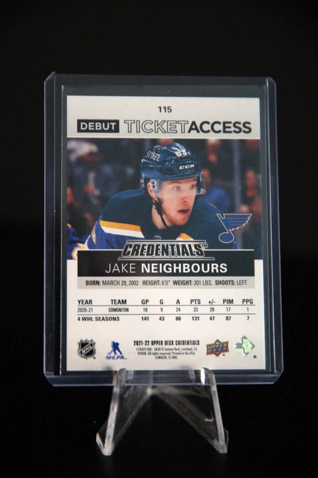 2021-22 UPPER DECK CREDENTIALS DEBUT TICKET ACCESS #115 JAKE NEIGHBOURS 700/799 - Image 2 of 2