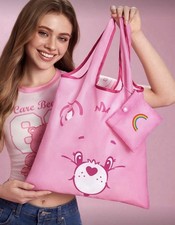 New 14  CARE BEARS Handbag CHEER BEAR Purse KEYCHAIN Tote Travel GYM Bag PINK