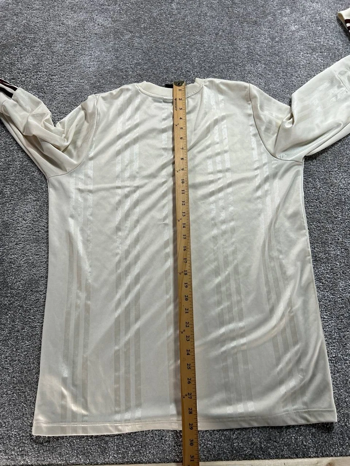 阿迪达斯常春藤公园足球球衣女式大号米色黑色3条纹运动训练 — 第 4/4 张图片