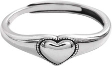 Vintage Heart S925 Sterling Silver Ring for Women Dainty Engagement Promise Love