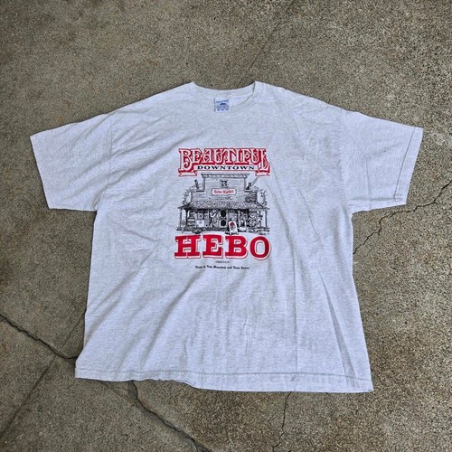 Vtg DOWNTOWN HEBO General Store Graphic Baggy Oregon Destination Tee Shirt XXXL
