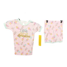 Petit Lem Shorts Pajama Set 14 Girls Popsicle Design Pink Mint Green