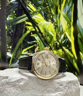 Ladies Rolex Oyster Perpetual Datejust Two Tone Silver Dial Watch